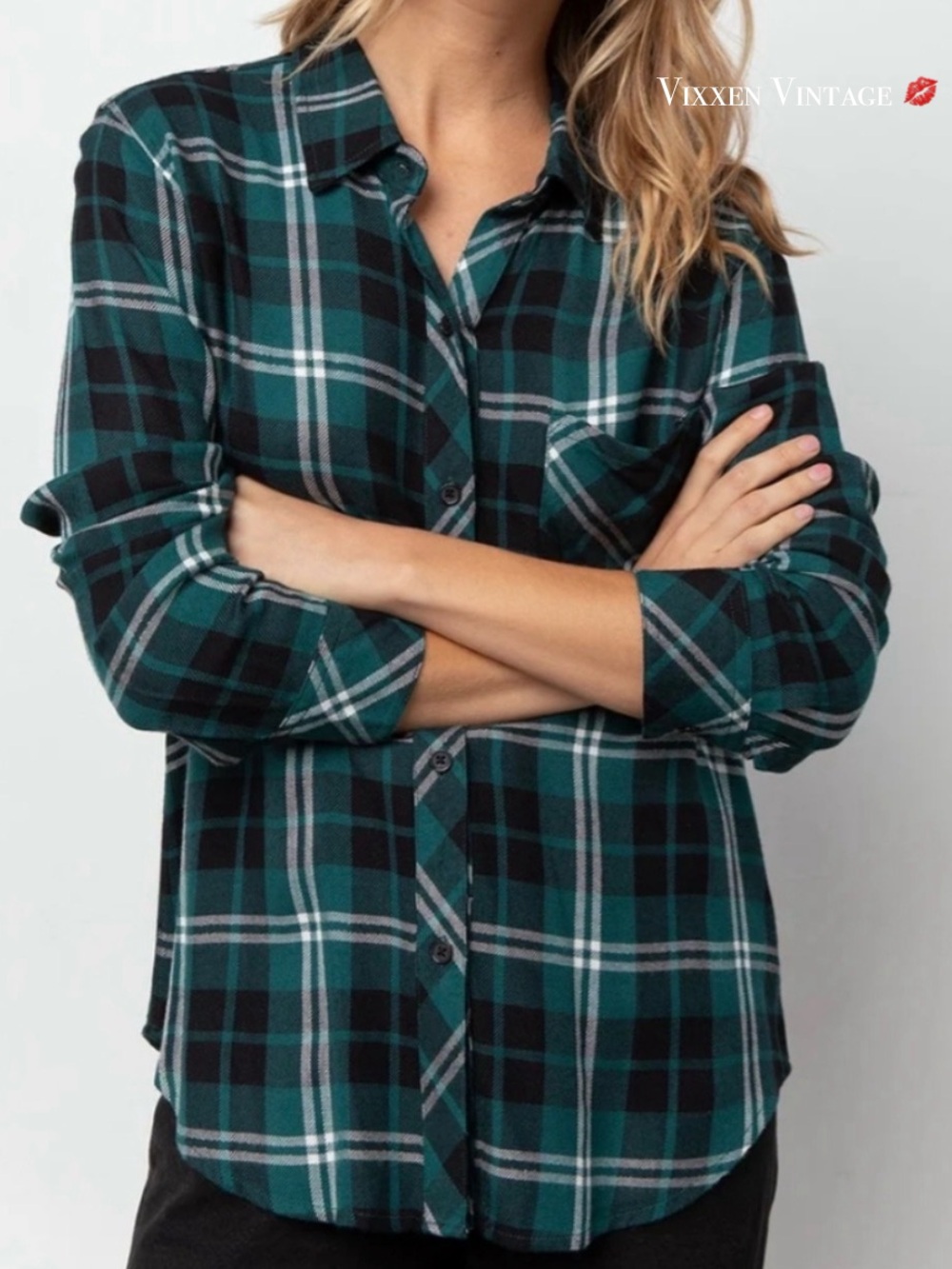 RAILS LONG SLEEVE PLAID BUTTON-DOWN 'HUNTER SHIRT' IN PINE/BLACK/WHITE